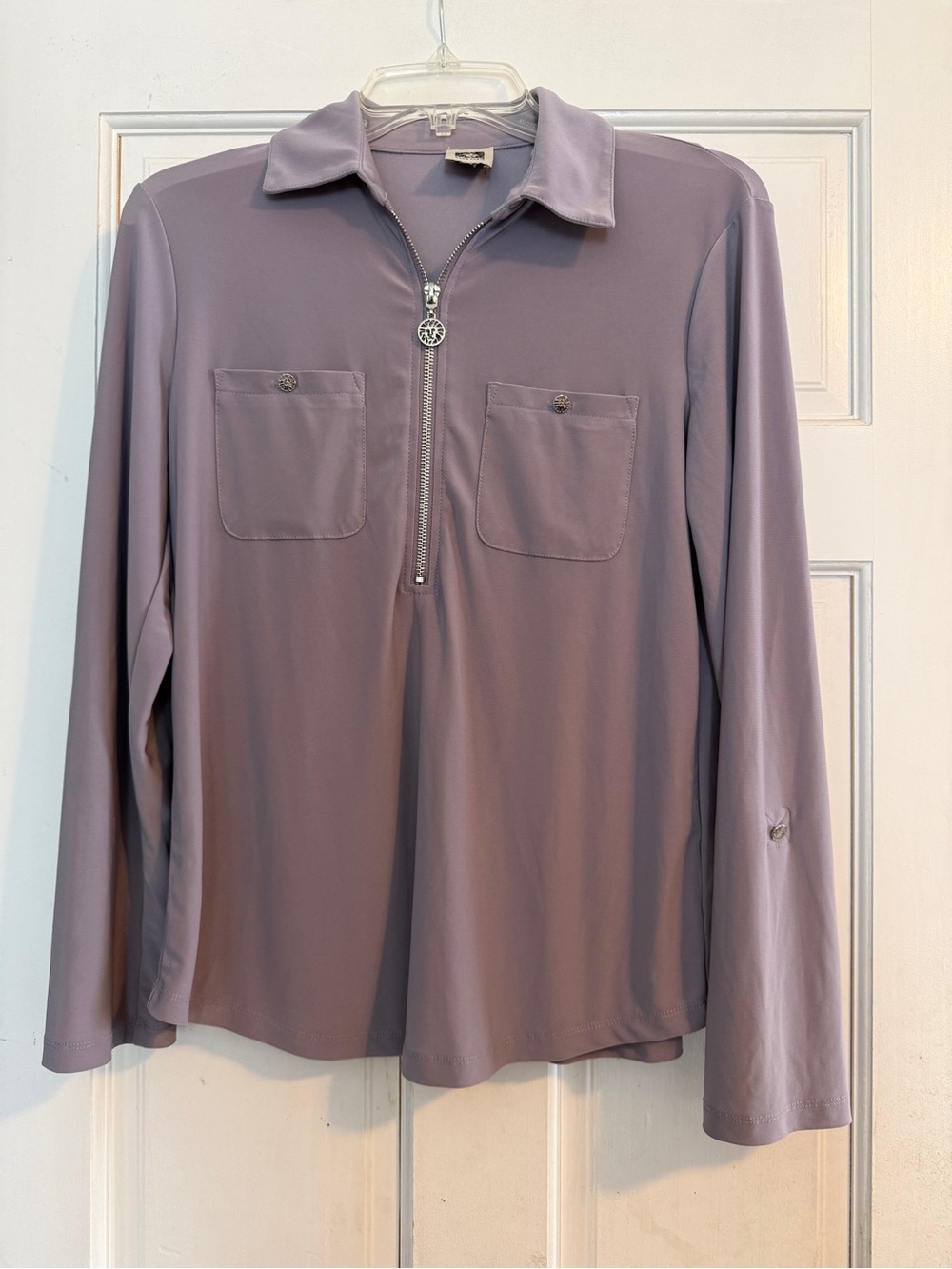 Anne Klein Lavender Long-Sleeve Half-Zip Shirt